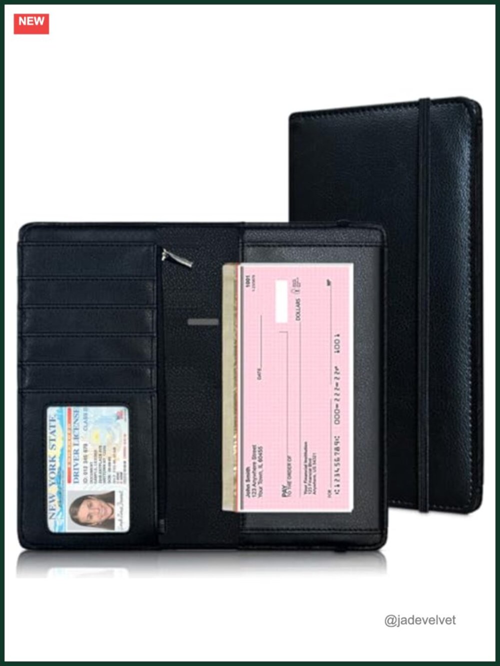 Oversized PU Leather Checkbook Cover with Zipper Pocket RFID Blocking